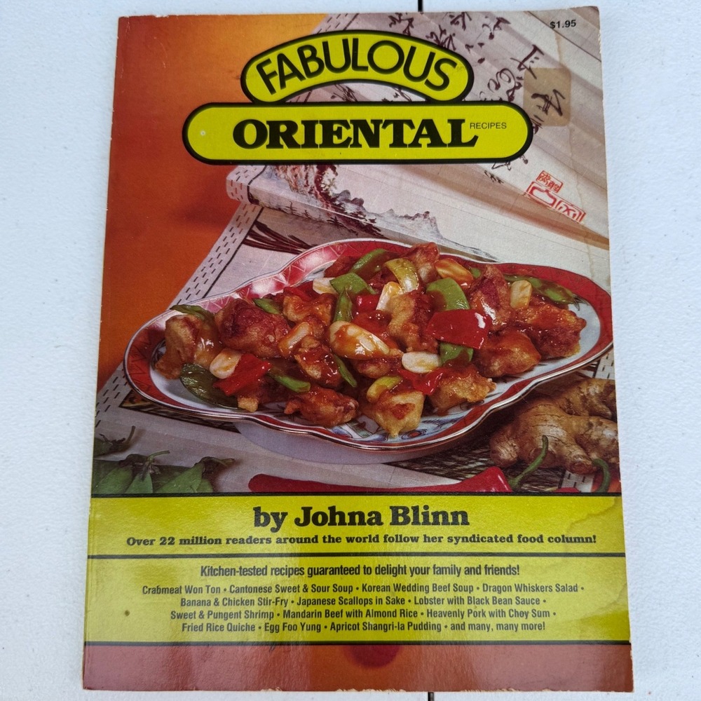 Fabulous Oriental Recipes Johna Blinn 1983 Vintage Cookbook Baronet Book